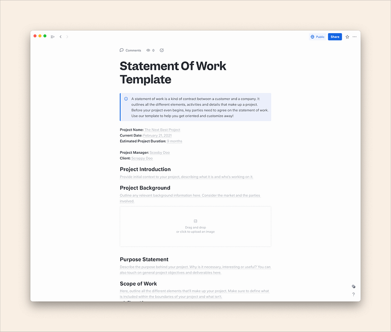 statement of work template